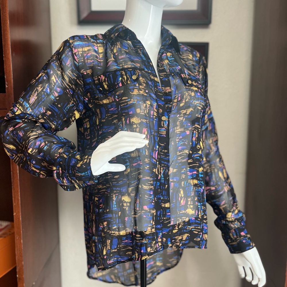 Mimi Chica Womens Top Size S Long Sleeve Multicolored Floral